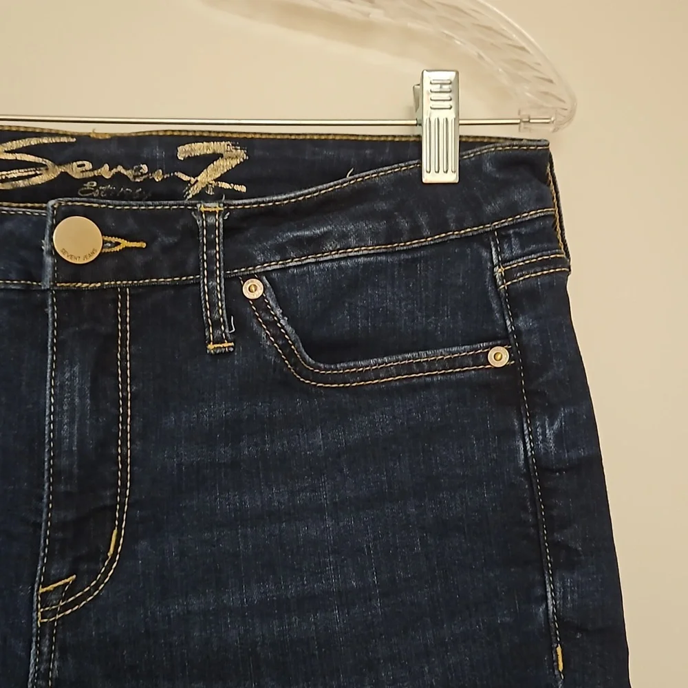 Seven7 sunset bermuda denim shorts dark Deming size 10 EUC
